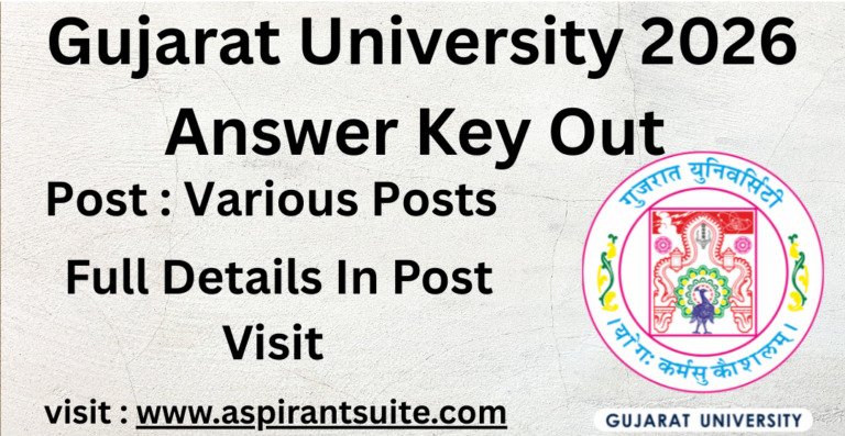 Gujarat University Answer Key 2026 OUT